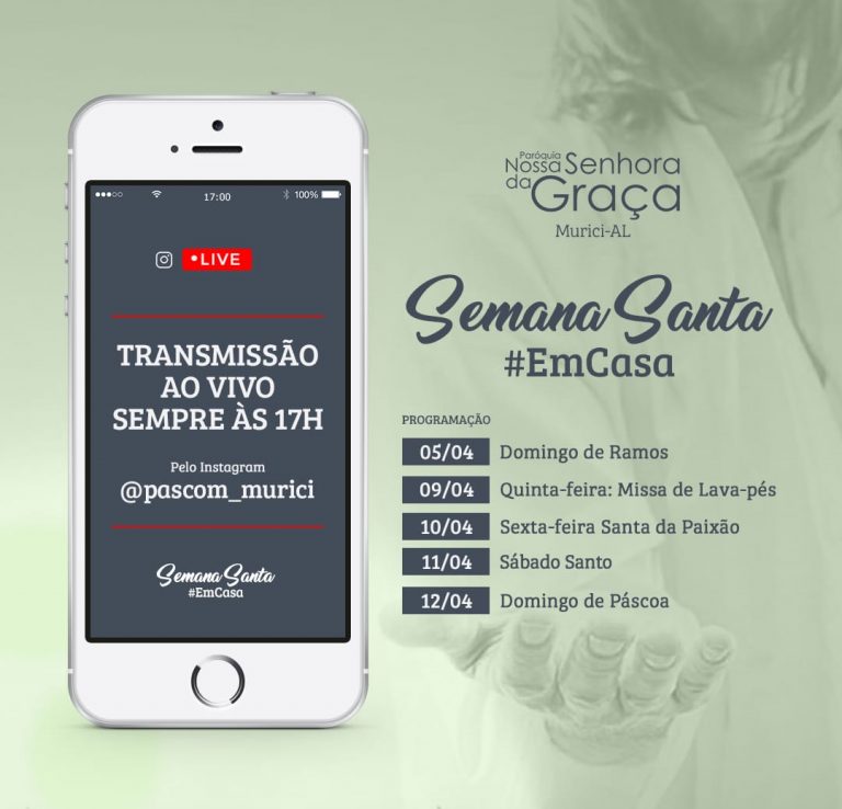 Murici: Paróquia transmitirá celebrações da Semana Santa nas redes sociais; confira a programação